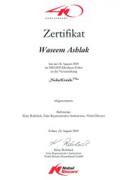 Zertifikat "NobelGuide / Nobel Biocare" - 08/2005 Zertifikat "NobelGuide / Nobel Biocare" - 08/2005