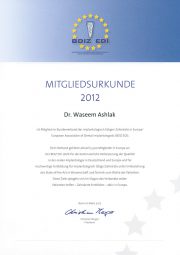 Mitgliedsurkunde BDIZ EDI - 2012 Mitgliedsurkunde BDIZ EDI - 2012